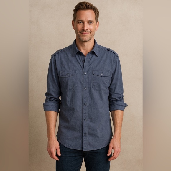 American Rag Men’s Long Sleeve Button-Up Shirt – Size Large Gray - Picture 1 of 5